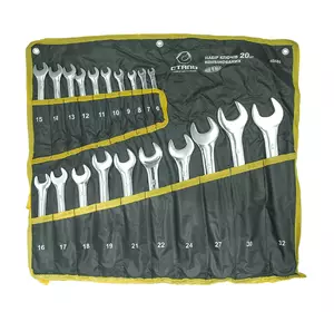 Набір ключів комбінованих CRV з 20 шт MIRROR Сталь 48486 Набір ключів комбінованих CRV з 20 шт MIRROR Сталь 48486